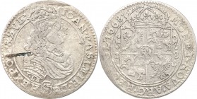 John II Casimir . Ort (18 groszy) 1668 TLB, Bydgoszcz 
TLB pod rękawem króla i ozdobniki po bokach tarczy herbowej.Resztki połysku. Kopicki 1774
Wag...