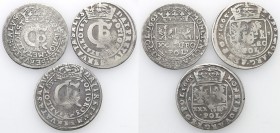 John II Casimir . Tymf (zlotowka)1665 AT, Bydgoszcz, group 3 coins 
Zestaw 3 monet. Ciemna patyna. Przetarcia. 
Waga/Weight: Ag Metal: Średnica/diam...