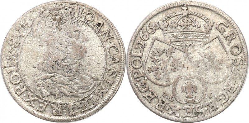 John II Casimir . Szostak (6 groszy) 1660 TLB, Bydgoszcz 
Herb Ślepowron bez ob...