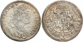 John II Casimir . Ort (18 groszy) 1651, Wschowa 
Aw.: Popiersie króla w prawo w wieńcu i w zbroi.W otoku: IOAN CASIM DG – REX PO & SRw.: Pod koroną c...