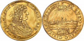 John II Casimir. Donative 3 Ducats (Dukaten) Gdansk / Danzig - RARE R8 ex. Irving K. Moskovitz Collection 
Aw.: Popiersie króla w prawo w wieńcu laur...