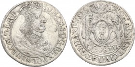John II Casimir . Ort (18 groszy) 1657 DL, Gdansk / Danzig 
Aw.: Popiersie króla w prawo, w koronie i zbroi okrytej płaszczem. Na piersi Order Złoteg...
