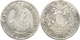 John II Casimir . Ort (18 groszy) 1662 DL, Gdansk / Danzig 
Aw.: Popiersie króla w koronie i w zbroi okrytej płaszczem. Na piersi łańcuch Orderu Złot...