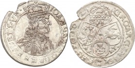 John II Casimir . Szostak (6 groszy) 1662 AC-PT, Lviv 
Litery AC-PT i herb Ślepowron bez tarczy na rewersie. Obwódki po obu stronach monety.Wyszczerb...