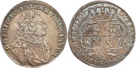 Augustus II the Strong. 2/3 Taler (thaler) 1707 ILH, Drezno 
Aw.: Popiersie króla w prawo, w wieńcu laurowym. W otoku: D G FRID AUGUST REX POLONIARUM...