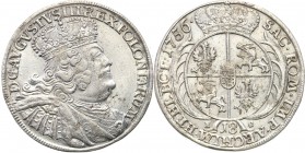 Augustus III the Sas. Ort (18 groszy) 1756 Leipzig 
Duże popiersie króla. Gałązki wieńca skierowane ku koronie.Ładny, świeży egzemplarz. Zachowany po...