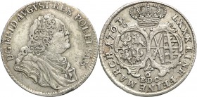 Augustus III the Sas. 1/6 Taler (thaler) 1763 EDC, Drezno 
Patyna.
Waga/Weight: 5,35 g Ag Metal: Średnica/diameter: 
Stan zachowania/condition: 3/3...