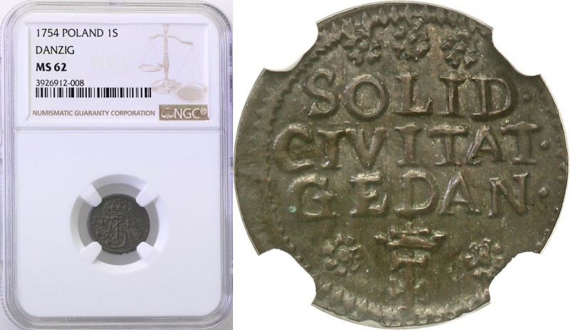 Augustus III the Sas. Schilling (szelag) 1754, Gdansk / Danzig NGC MS62 (MAX) 
...