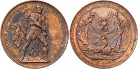 Poland. Medal 1832 November Uprising (1830-1831) 
Aw: Nagi mężczyzna zrywający kajdany. W otoku: NUNC OLIM ET QUOCUMQUE DABUNT SE TEMPORE VIRES, w od...