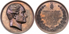 Poland XIX century. Medal Józef de Köhler 1854 r. 
Aw.: Głowa w prawo, poniżej, poniżej sygnatura.Rw.: Pod herbem Köhlera napis poziomy w 11 wierszac...