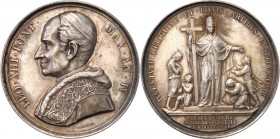 Watykan. Leon XIII. Medal 1881, silver 
Połysk, mikroryski w tle, stara patyna. Bardzo ładny medal z wysokim reliefem.
Waga/Weight: 33,03 g Ag Metal...