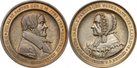 Riga miasto. Medal of the 50th wedding anniversary of Johann Martin Pander and Caroline, silver 
Wyśmienicie zachowany egzemplarz ze złocista patyna ...