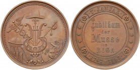 Medal for the hundredth anniversary of the founding of the museum in Riga 1887 
Wyśmienicie zachowany medal. Połysk, brązowa patyna.
Waga/Weight: 42...