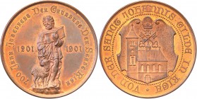 Latvia. Medal 700th anniversary of the foundation of Riga 1901 
Aw.: Św. Jan z barankiemRw.: Katedra w Rydze, herb miasta. Napisy w języku niemieckim...