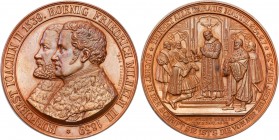 Germany, Brandenburgia. Medal of the 300th anniversary of the Reformation in Brandenburg 
Aw.: Popiersia Joachima II oraz króla Fryderyka Wilhelma II...