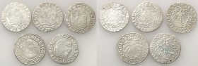 Silesia. Fryderyk II. Grosz 1543-1545, Legnica/Brzeg, group 5 pieces 
Roczniki: 1543, 1544, 1545. Zestaw 5 monet.Egzemplarze od stanu 3 do stanu 3+....
