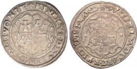 Livonia. The Order of the Swordsmen. 1/2 marki 1553, Riga 
Heinrich von Galen i Wilhelm von Brandenburg.Patyna. Ładny egzemplarz jak na ten typ monet...