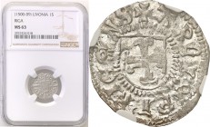 Riga. Michał Hildebrand i Walter von Plettenberg. Schilling (szelag) no date (1500-1509), Riga NGC MS63 
Mincerz Hermann Moller (1487-1516)Piękny, me...