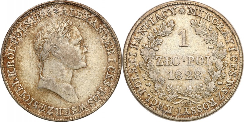 Polish Kingdom. Nicholas I. Zlotowka 1828 FH, Warsaw 
Aw.: W wieńcu dębowym nom...