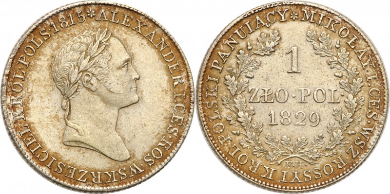 Polish Kingdom. Nicholas I. Zlotowka 1829 FH, Warsaw 
Aw.: W wieńcu dębowym nom...