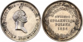 Polish Kingdom/Russia. Medal 1826 on death of Aleksandra I Poland, mourning its benefactor, silver 
Aw: Popiersie w wieńcu w prawo, nad nim gwiazda A...