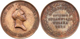 Polish Kingdom/Russia. Medal 1826 on death of Aleksandra I Poland, mourning its benefactor, bronze 
Aw: Popiersie w wieńcu w prawo, nad nim gwiazda A...