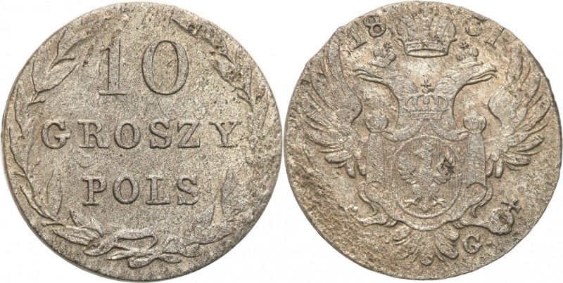 Poland XIX w./Russia. 10 groszy 1831 KG, Warsaw 
Ładny egzemplarz. Złotawa paty...