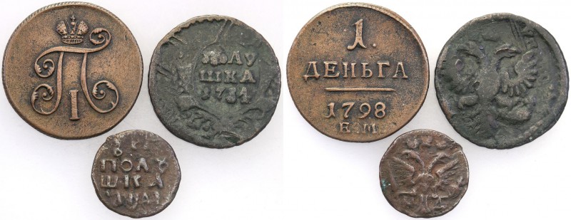 Russia. 1/2 + 2 x 1/4 Kopek (kopeck), group 3 pieces 
1/2 kopiejki 1798 - Paweł...