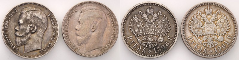 Russia. Nicholas II. Rubel (Rouble) 1898 АГ + 1901 Ф•З, Petersburg 
Patyna. Zes...