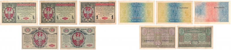 1/2 - 50 marek polskich 1916, group 5 Banknoteów 
50 marek stan 310 marek stan ...