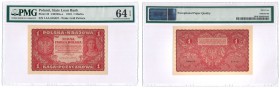 1 marka Poland 1919 I seria AA PMG 64 EPQ 
Odmiana z niskim numeratoremWyśmienicie zachowany banknot w gradingu PMG. Lucow 362 (R0); Miłczak 23b
Wag...