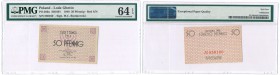 Ghetto Lodz (Litzmannstadt) 50 fenig 1940 A PMG 64 EPQ 
Wyśmienicie zachowany banknot w gradingu PMG z dopiskiem EPQ - wyjątkowa jakość papieruLucow ...