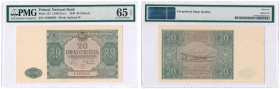 20 zlotych 1946 seria A PMG 65 EPQ 
Druk w kolorze zielono-różowym.Wysoka nota gradingowa z dopiskiem EPQ za wyjątkową jakość papieru. Rzadsza pozycj...