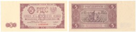 Banknote SPECIMEN 5 zlotych 1948 seria A - RARE R7 
Wzór bez nadruków. Seria A, numeracja zerowa. Idealnie zachowany banknot. Czysty, sztywny papier ...