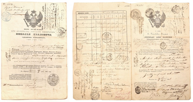 Passport from 1846 issued to Micha Radziwi 
Paszport z 1846 roku wystawiony dla...