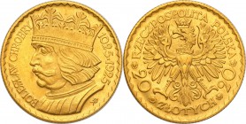 II RP. 20 zlotych 1925 Chrobry 
Pięknie zachowana moneta.Fischer OB 025; Parchimowicz 126
Waga/Weight: 6,44 g Au Metal: Średnica/diameter: 
Stan za...