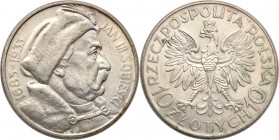 II RP. 10 zlotych 1933 Sobieski 
Resztki połysku, drobne ryski.Fischer OB 020; Parchimowicz 121
Waga/Weight: 21,90 g Ag Metal: Średnica/diameter: 
...