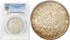 II RP 10 zlotych 1936 Pilsudski PCGS MS62 
Pięknie zachowana moneta. Połysk przebijający spod patyny.Parchimowicz 124c&nbsp;&nbsp;&nbsp;&nbsp;&nbsp;&...