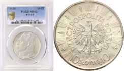 II RP. 10 zlotych 1939 Pilsudski PCGS MS62 
Wspaniale zachowana moneta. Mocny połysk, wyraźne detale. Piękna prezencja.Parchimowicz 124f
Waga/Weight...