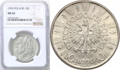 II RP. 10 zlotych 1939 Pilsudski NGC MS62 
Wyśmienicie zachowana moneta. Blask menniczy na całej powierzchni.Parchimowicz 124f
Waga/Weight: Metal: Ś...