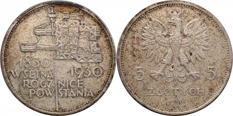 II RP. 5 zlotych 1930 Sztandar 
Bardzo ładny, świeży egzemplarz. Delikatny poły...