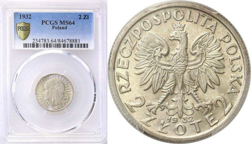 II RP. 2 zlote 1932 Women Head PCGS MS64 (MAX) 
Najwyższa nota gradingowa na św...