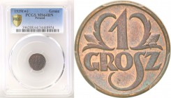 II RP. 1 grosz 1939 PCGS MS64 BN (2 MAX) 
Druga najwyższa nota gradingowa na świecie w PCGS w tym kolorze. Tylko jeden egzemplarz oceniony o pkt wyże...