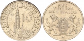 Wolne Miasto Gdańsk / Danzig. 10 gulden 1935 Ratusz 
Druga najwyższa nota gradingowa na świecie.Jedna z najrzadszych monet Wolnego Miasta Gdańska i n...