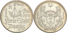 Wolne Miasto Gdańsk/Danzig. 1 Gulden 1923 
Pięknie zachowana moneta. Minimalne przetarcie.Fischer WMG 011; Parchimowicz 61a
Waga/Weight: 4,97 g Ag M...