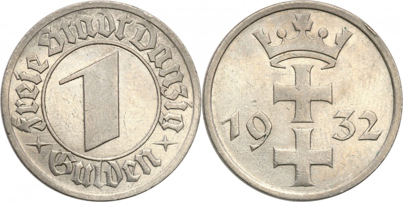 Wolne Miasto Gdańsk/Danzig. 1 Gulden 1932 
Ryski w tle, delikatny połysk.Fische...