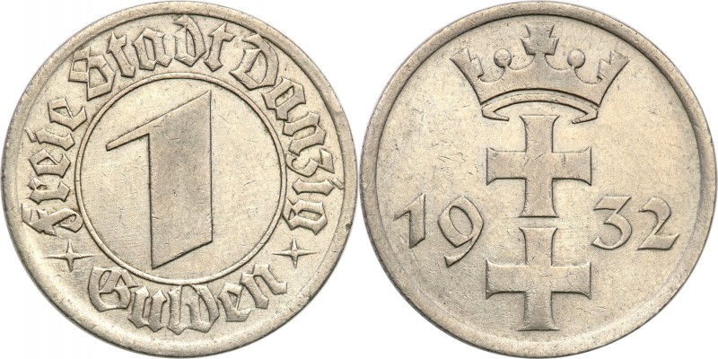 Wolne Miasto Gdańsk/Danzig. 1 Gulden 1932 
Ryski w tle, delikatny połysk.Fische...