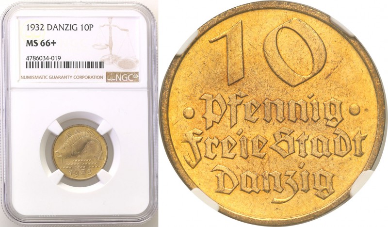 Wolne Miasto Gdańsk Danzig. 10 fenig 1932 NGC MS66+ (2 MAX) 
Wyszukany egzempla...