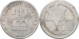 Ghetto Lodz (Litzmannstadt). 20 marek 1943, aluminum 
Najwyższy i najrzadszy nominał monety getta łódzkiego. Moneta wybita w bardzo niskim nakładzie....