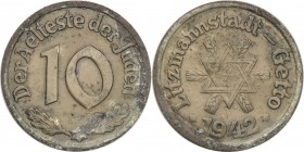 Ghetto Lodz (Litzmannstadt). 10 fenig 1942 magnez 
Emisja tej monety trwała tylko kilka dni i została niezwłocznie wycofana z obiegu na skutek podobi...